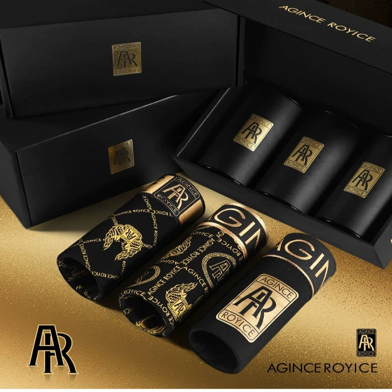 AG Men’s Boxer Briefs Gift Set|7A Breathable, Antibacterial Mid-Rise Boxer Shorts with Fashion Letter & Number Print –Luxury Edition