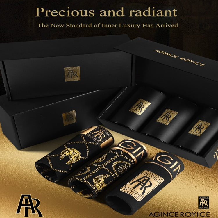 AG Men’s Boxer Briefs Gift Set｜7A Breathable, Antibacterial Mid-Rise Boxer Shorts with Fashion Letter & Number Print –Luxury Edition